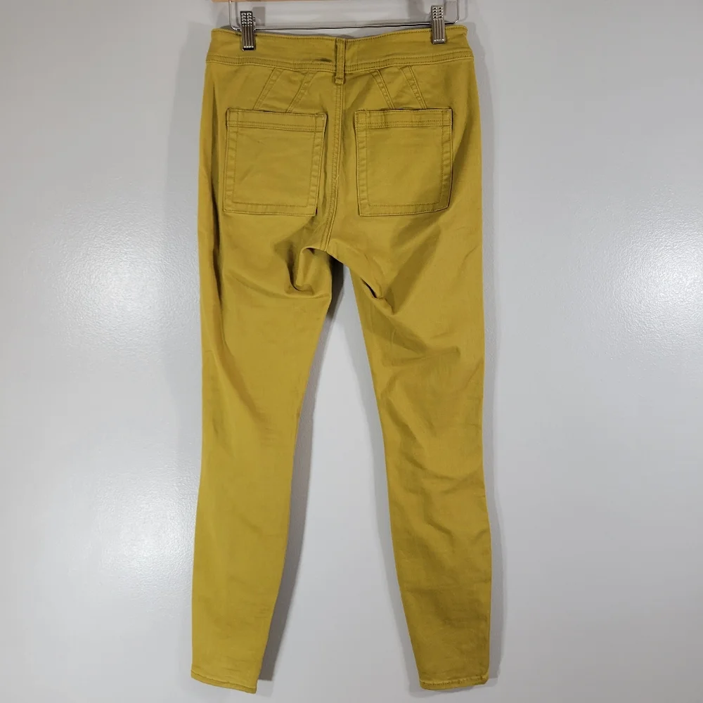 ANTHROPOLOGIE Jefferson mustard mid rise skinny leg slim utility chino pants